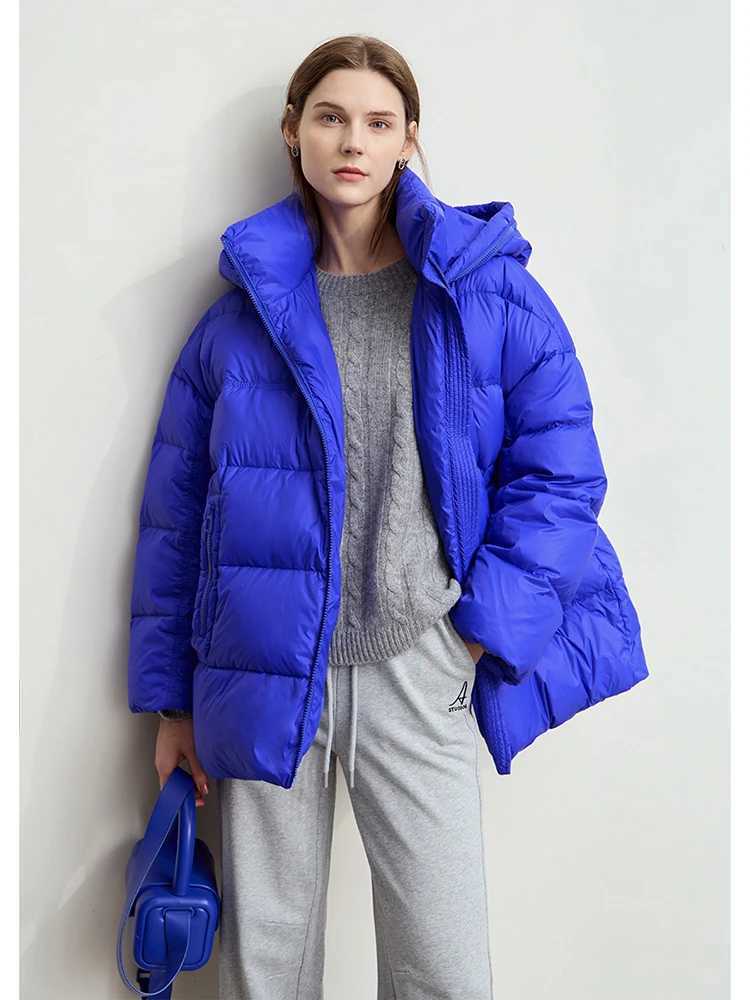 AMII Minimalist Women Winter Down Jacket 2024 New Warm Thick Hooded Parkas Coats Loose Female Commuter Puffer Overcoat 12444031 W251016