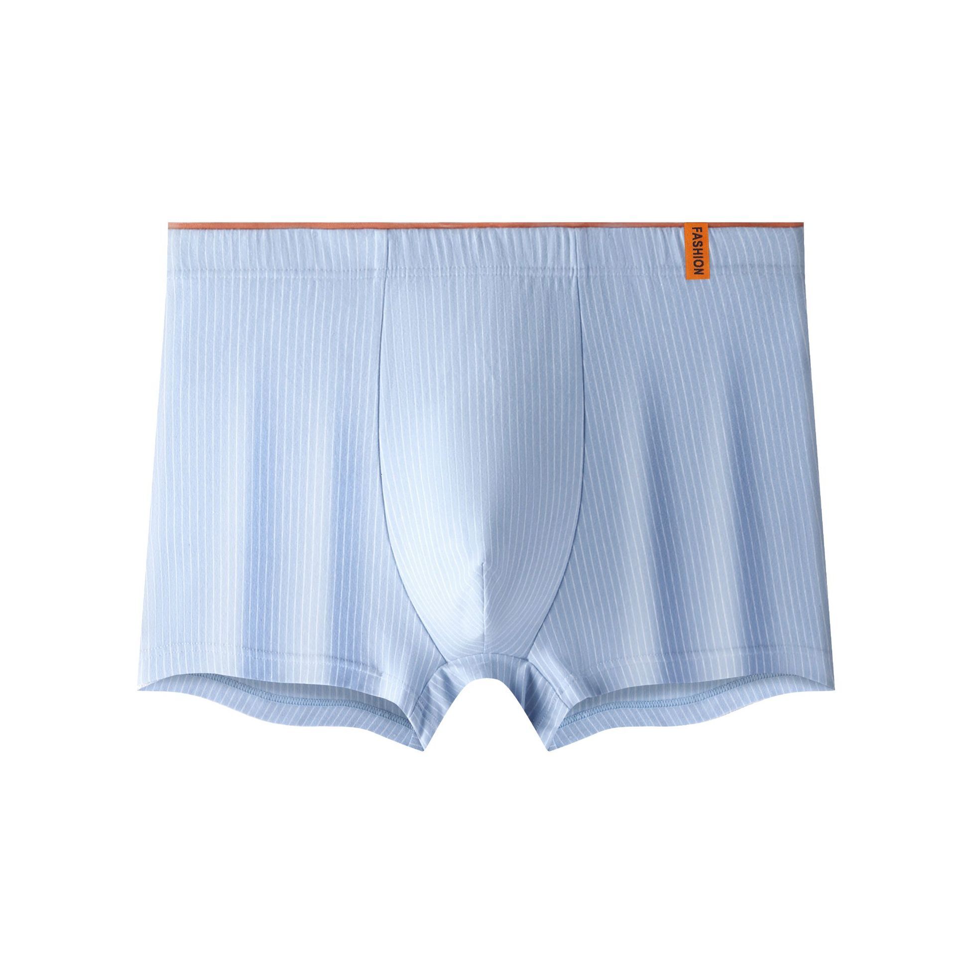 5 Pcs All Cotton Antibacterial Bottom Skin Friendly Breathable Plaid Trendy Men's Pure Cotton Boxer Briefs