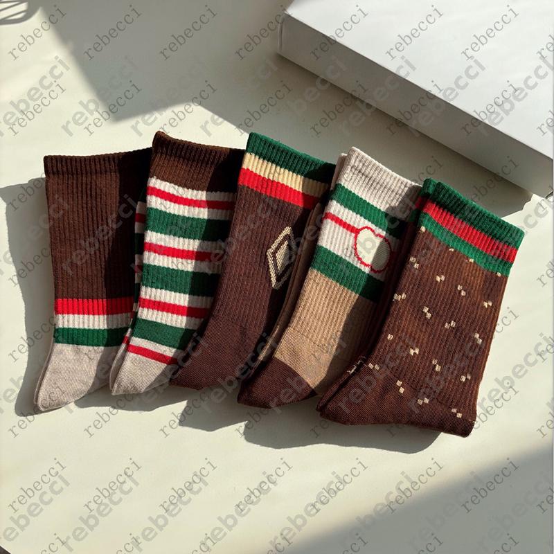 Womens pure cotton sport socks luxury designer stockings for women Classic letter embroidery tube sock men Medium long stocking One box of five pairs CSD2510172