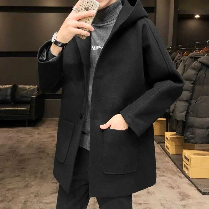 Mens Hoodie Jackets Solid Color Male Coats Overcoat Wool Blends Oversize Joker Aesthetic Y2k Cold Luxury Designer Windbreaker J251017