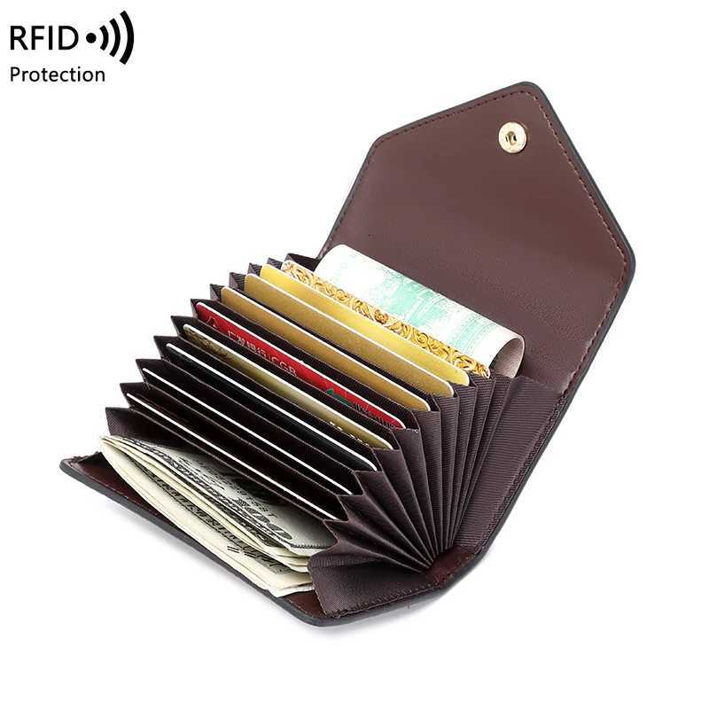 RFID AntiTheft Brush Organ Card Bag lychee Grain Soft Skin Simple Coin Wallet MultiCard Lightweight Small Card Bag NewW251017