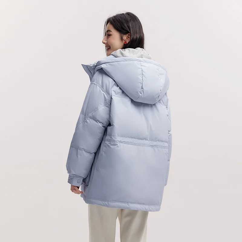 Semir MidLength Down Jacket Women Hooded Loose Fit Waist Cinching 2025 New Winter Minimalist Style W251016