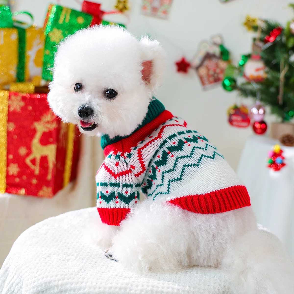 Christmas Fireworks Sweater Pet Dog Cat Clothes Autumn and Winter Warm Knitted Sweater Pullover Elastic Christmas WindW251017