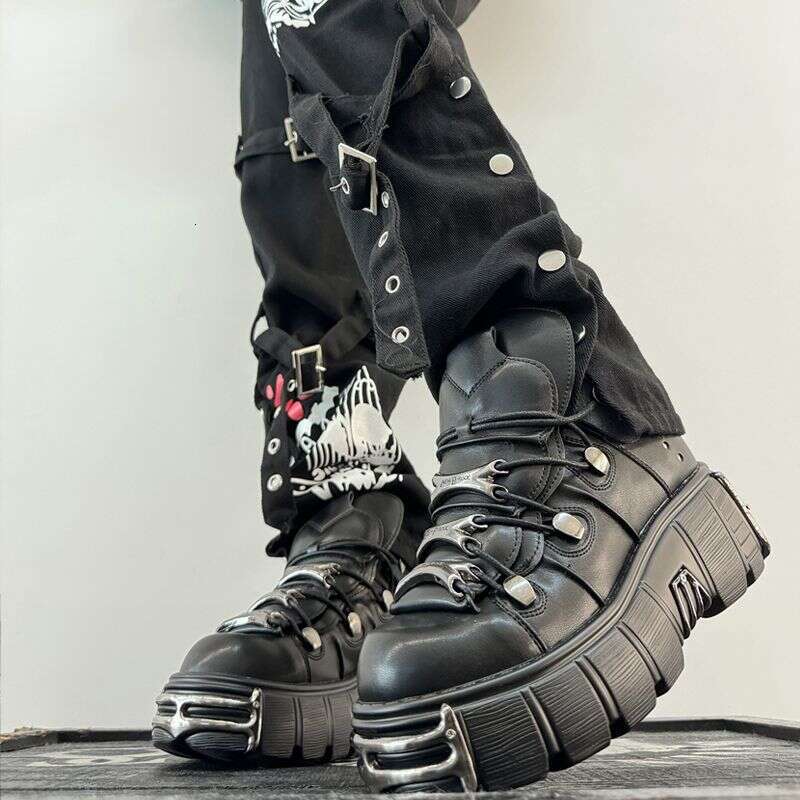 Fashion Women's Platform Ankle Boots 2023 New Dark Punk Style High Heels Metal Decoration Design Y2k Gothic Shoes INS