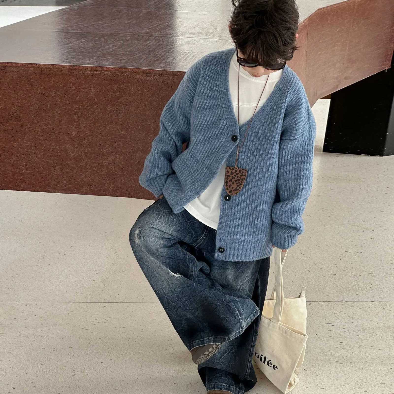 Boys Autumn Burst Pattern Jacquard Jeans Trendy Brand Straight Casual Trousers 2025 New Childrens Loose PantsT251017