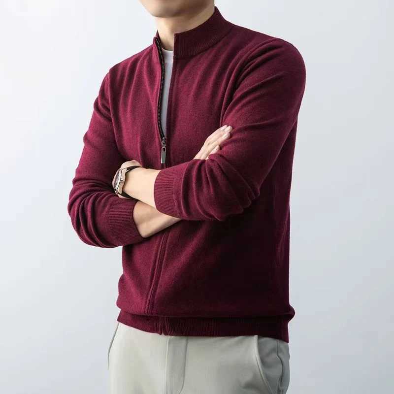 Animal Game Mens Zipper Cardigan Sweater Slim Fit Sweaters Stand Knitwear Jumper Warm Cold Blouse Zip Long Sweatcoats J251017