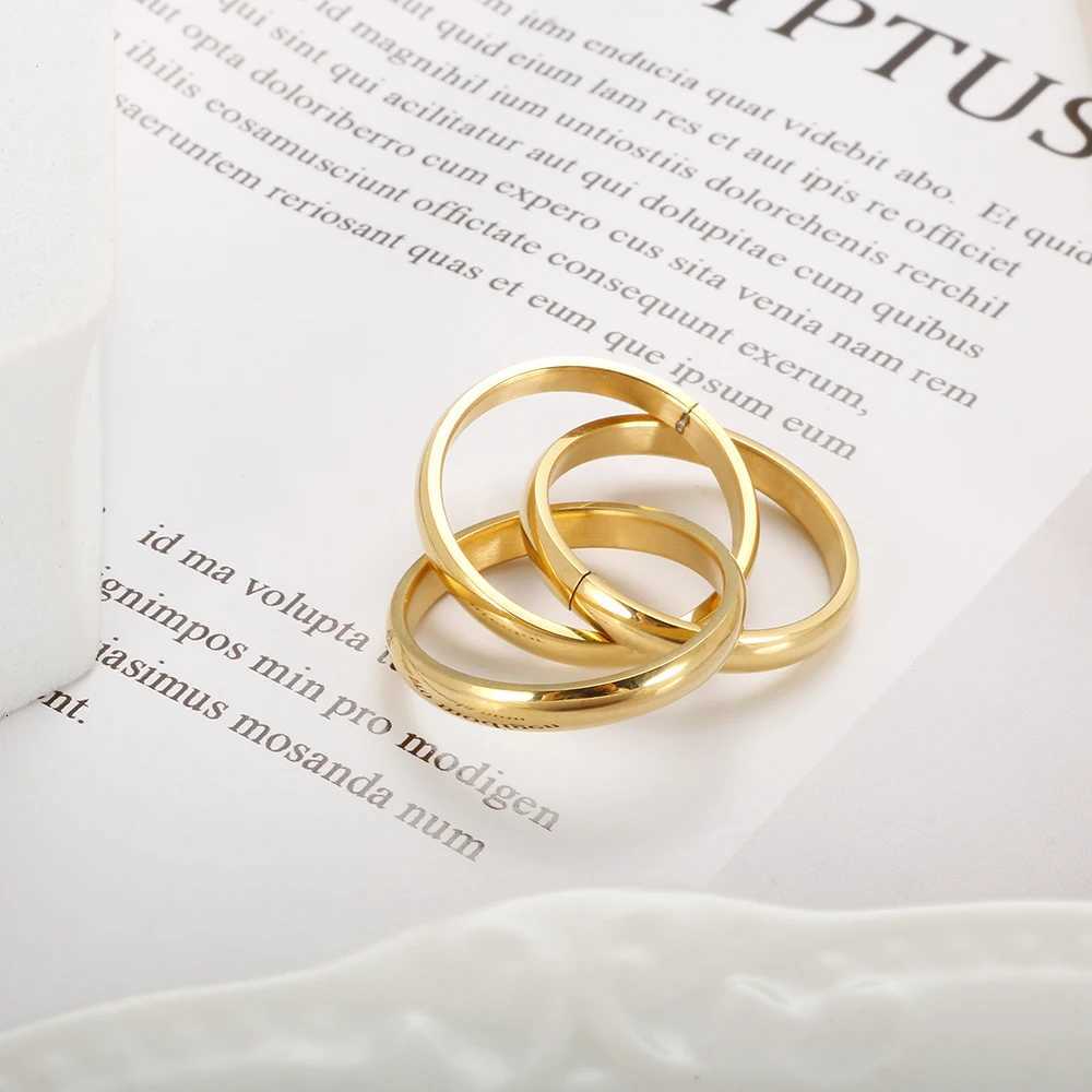 3 in 1 Triple Interlocked Rings For Women Men Couple Wedding Engagement Finger Ring Stainless Steel Goth Waterproof Jewelry Gift Z251017