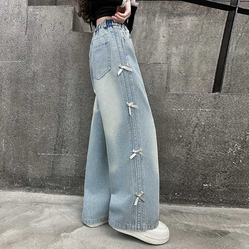 Girls Spring Autumn New Fashion Simple Personalized High Quality Versatile Loose Denim Pants 2025T251017