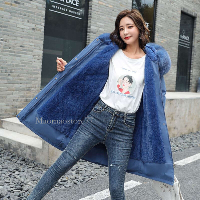 Overcome Winter European American New Women's Clothes Medium And Long Large Fur Collar Plush Cotton-Padded Jacket Thick Coat winter jacket women
