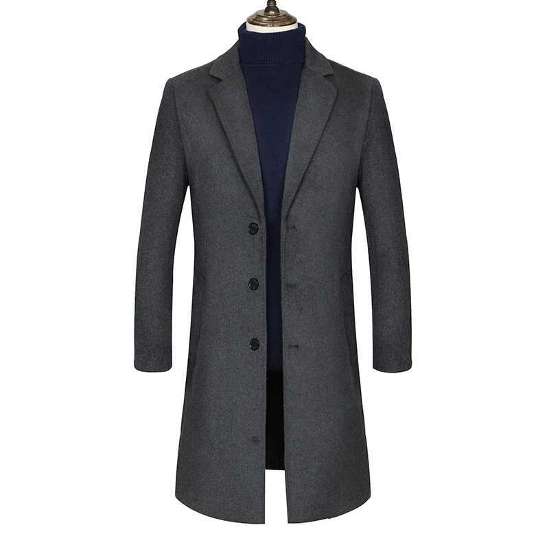 For the autumn and winter of 2025 there is a long woolen overcoat for middleaged and elderly men a business casual suit jacke J251017