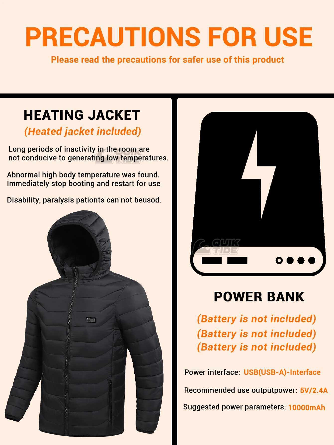 Intelligent Heating Jacket 32 Heating Zones 4 Switches 3Speed Adjustable Suitable for Outdoor Activities Indoor Work Hiking H251017