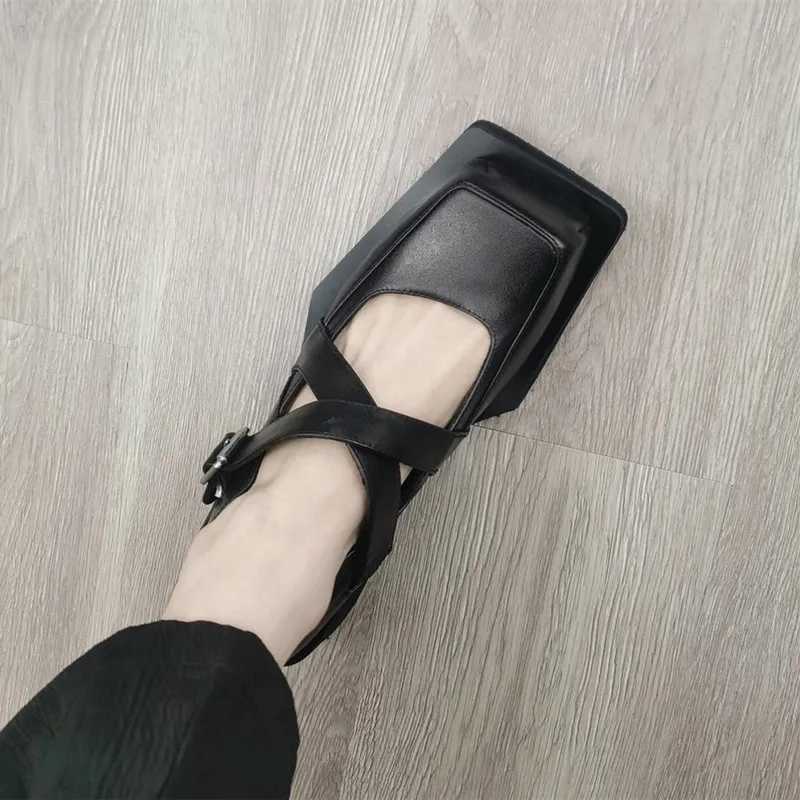 Sexy Square Toe Mary Jane Shoes Women Wedge Platform Shoes for Women Comfortable Leather PU Flats Cross Tie Buckle Casual Shoes Z251015