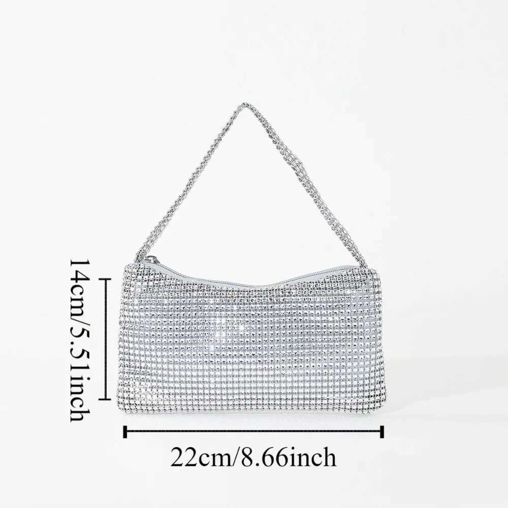 Retro Shiny Evening Banquet Bag Temperament Mini Glitter Shoulder Bag Small Purse Underarm Bag Rhinestone Hand Bag Women Z251017
