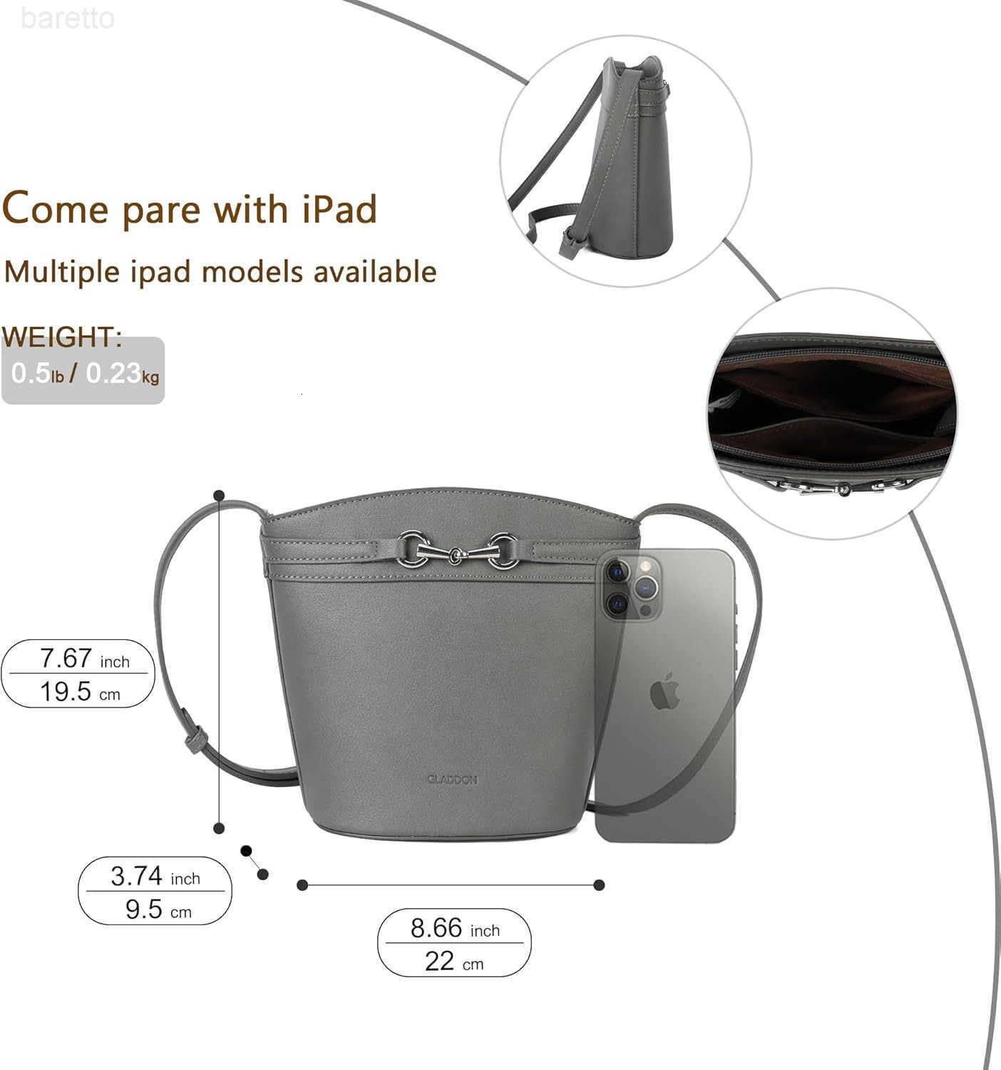 Small Crossbody Purses for Women Mini Bucket Shoulder Bags PU Leather Clutch Bag Grey Z251017