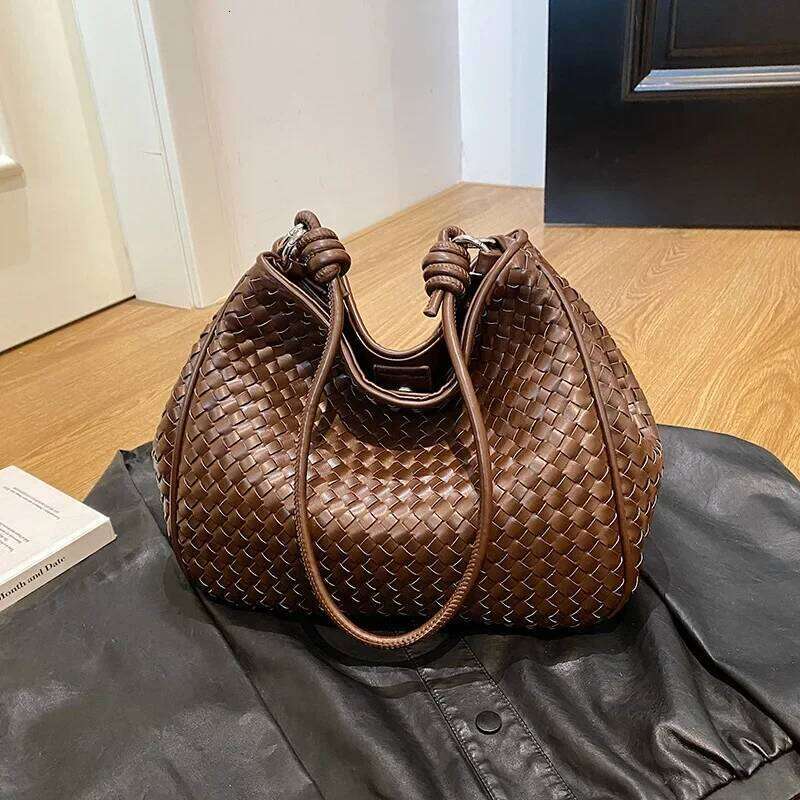 Trendy Woven Commuter Bag Women S Large Capacity Shoulder Underarm Tote With Premium Texture Stylish Functional