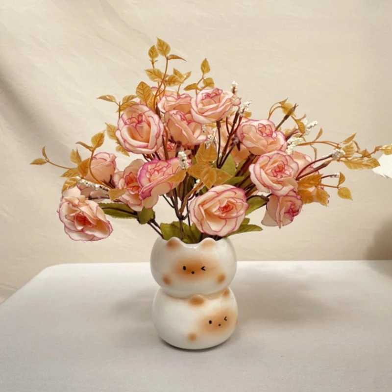 Creative Flower Arrangement Storage Holder Ceramic Siamese Cat Vase Living Room Bedroom Decoration Ornaments Flower Pot C251017