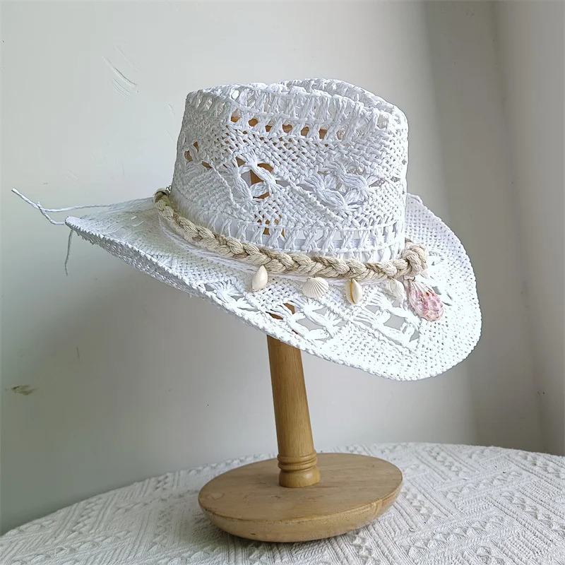 Shell Malan cowboy hat retro straw hat men and women jazz cowboy hat straw sun hat summer hat wide brim hat sombrero 251015