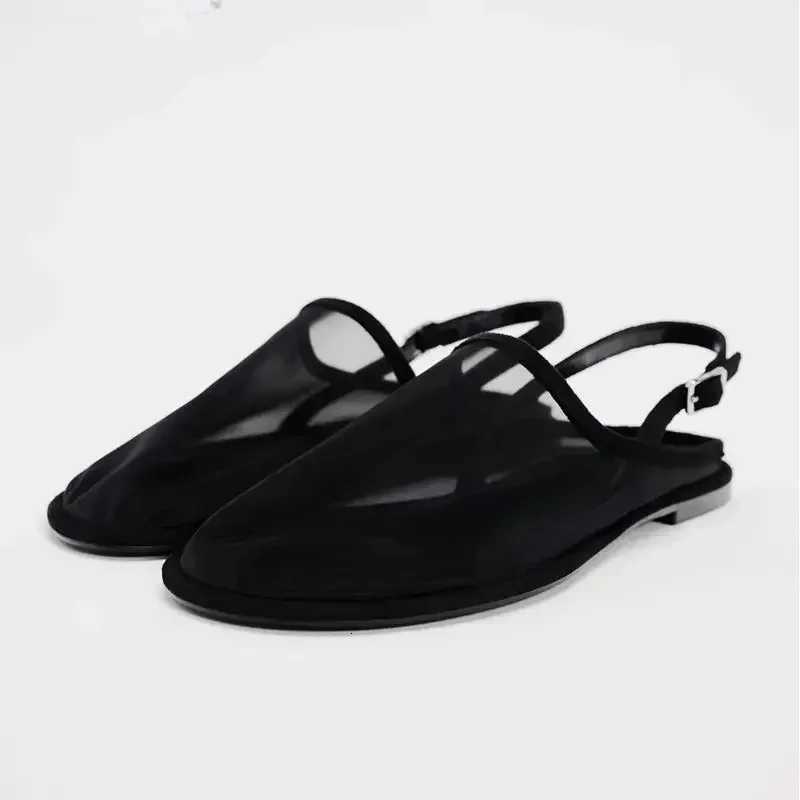 New Luxury Brand Designer Flat Sandals Women Fashion Back Trip Strap Sandalias Mesh Breathable Summer Casual Slides Mules Shoe Z251015