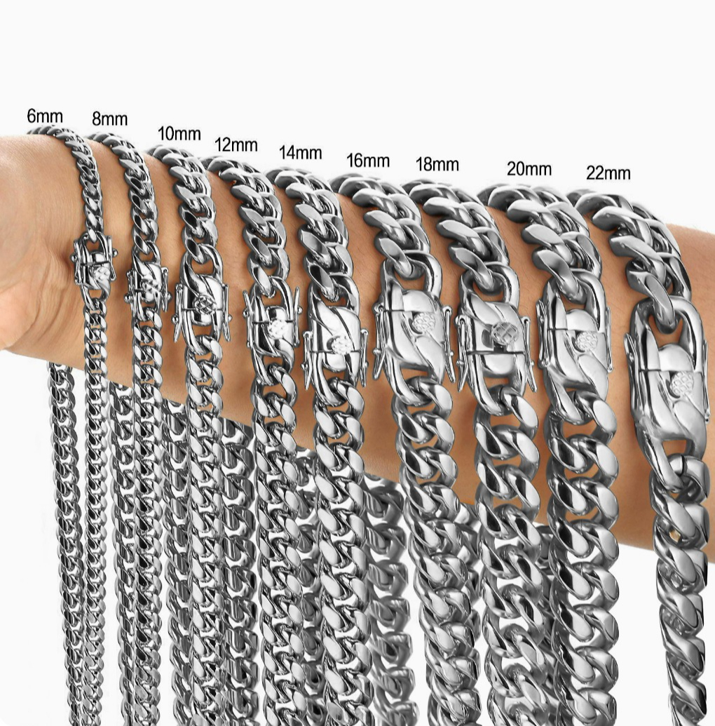 Mens Luxury Miami Cuban Link Chain - 18K Gold Plating Over Stainless Steel Necklace