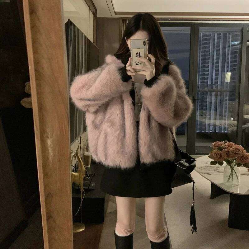 Double Sided Winter Coat Women Clothing Imitation Mink Fur Hooded Cotton Jacket Female Warm Cotton-Padded Clothes Outerwea