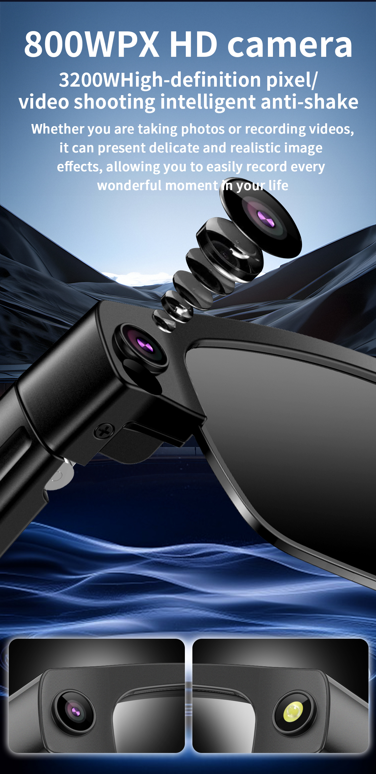 AI smart photo-taking glasses Smart Artificial Intelligence Glasses with Advanced Features Bluetooth calls, listen to music anytime L802 Z260306