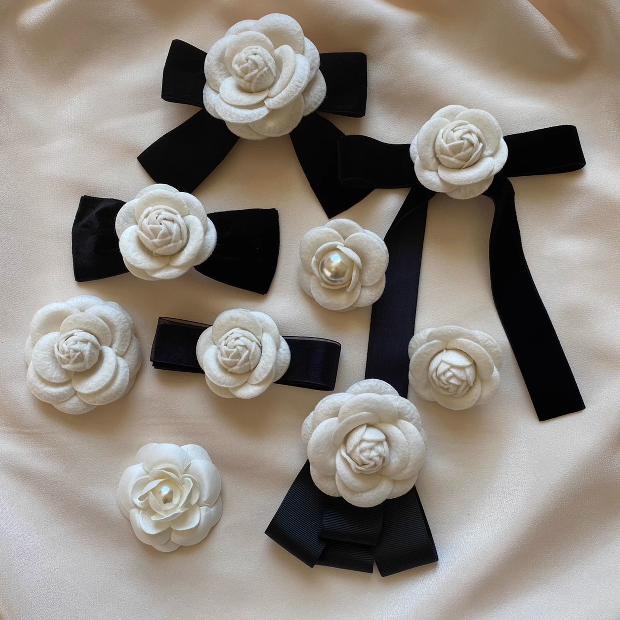 designer brooch new style style camellia bowknot highend brooch versatile bow tie handmade flower pearl for women