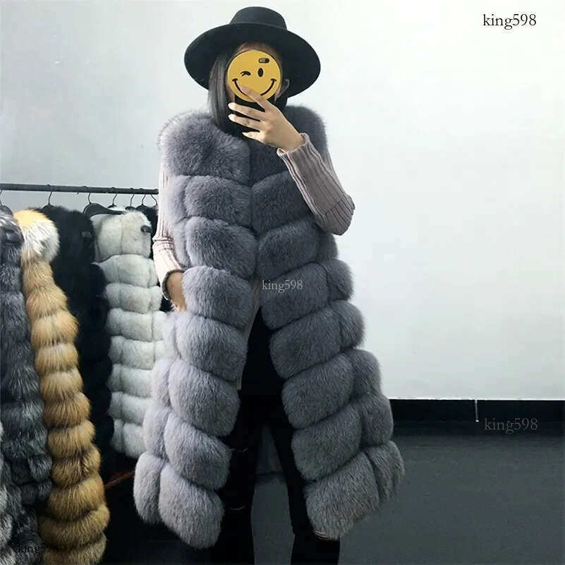 Faux Fur Coat Autumn Winter Women Fashion Casual Warm Slim Sleeveless Long Faux Fox Fur Vest Winter Pockets Jacket Women 201212