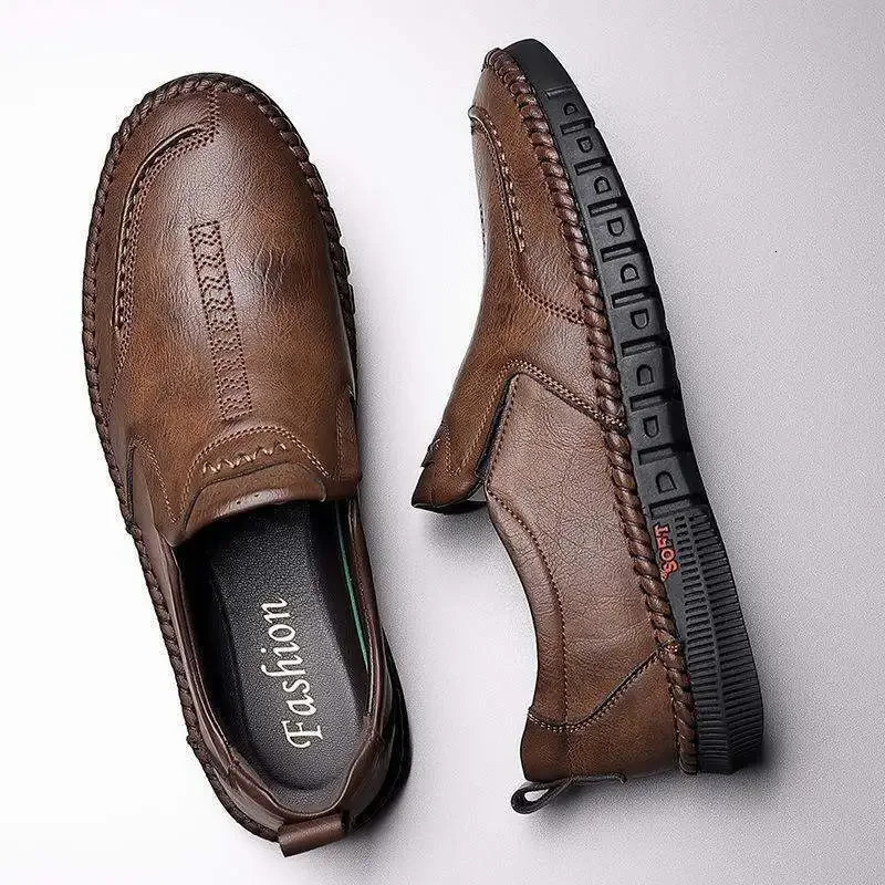 Fall Mens Casual Leather Shoes SlipOn Breathable Comfortable Business Casual Footwear Dad Shoes PU Leather Upper 251013