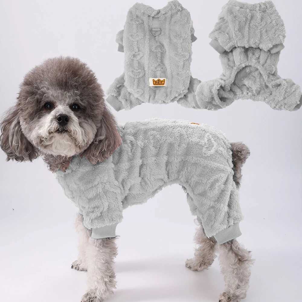 Winter Fleece Warm Dog Cloth Winter Soft Cozy Puppy Jumpsuit Plush Winter Dring Overall For Small Medium Pet Vest Coat for CatW251017