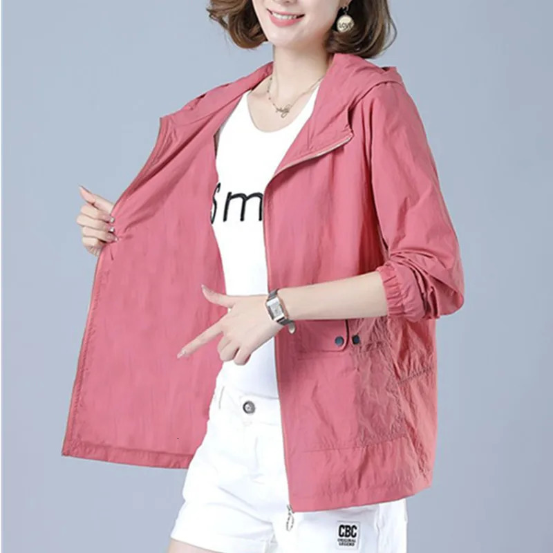 Womens Jacket 2025 Summer Thin Coat Casual Windbreaker Female Sun Protection Jacket Basic Zipper Coat Tops 251013