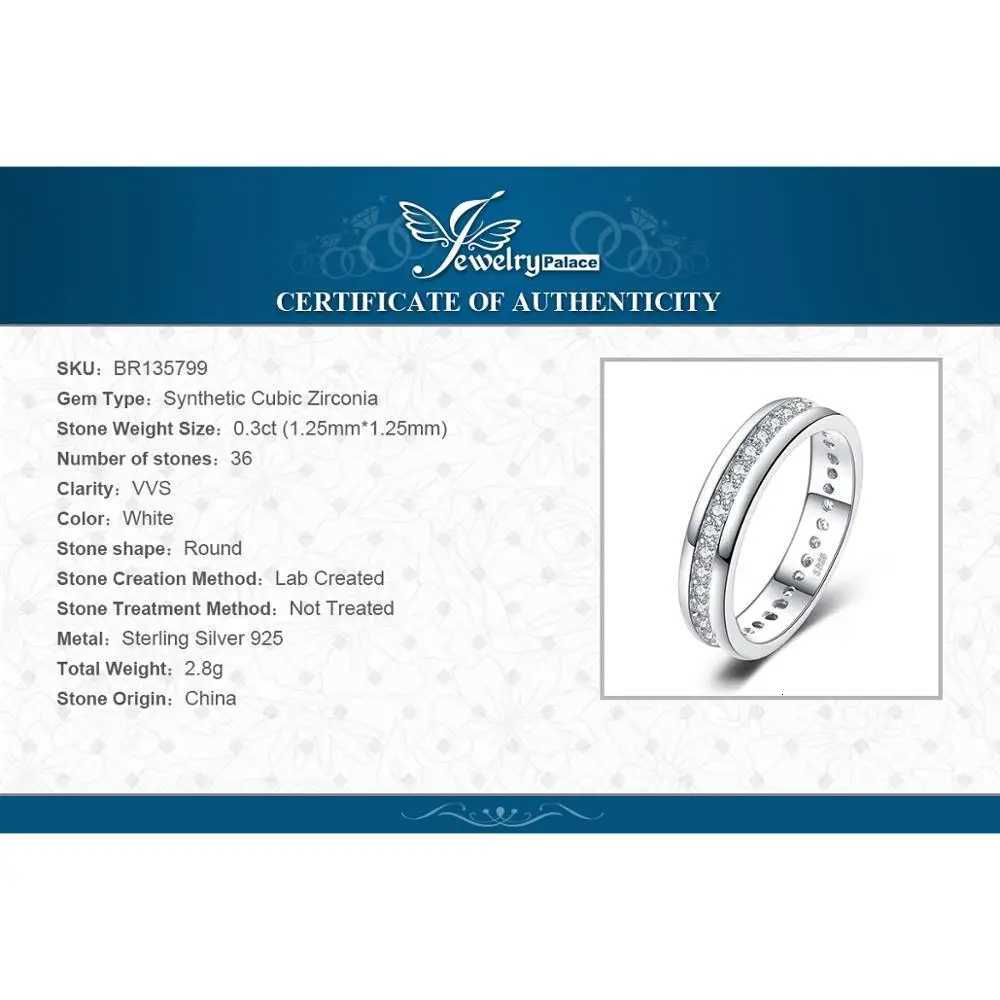 JewelryPalace Solid 925 Sterling Silver Wedding Engagement Ring for Woman AAAAA CZ Simulated Diamond Band Ring Luxury JewelryW251017