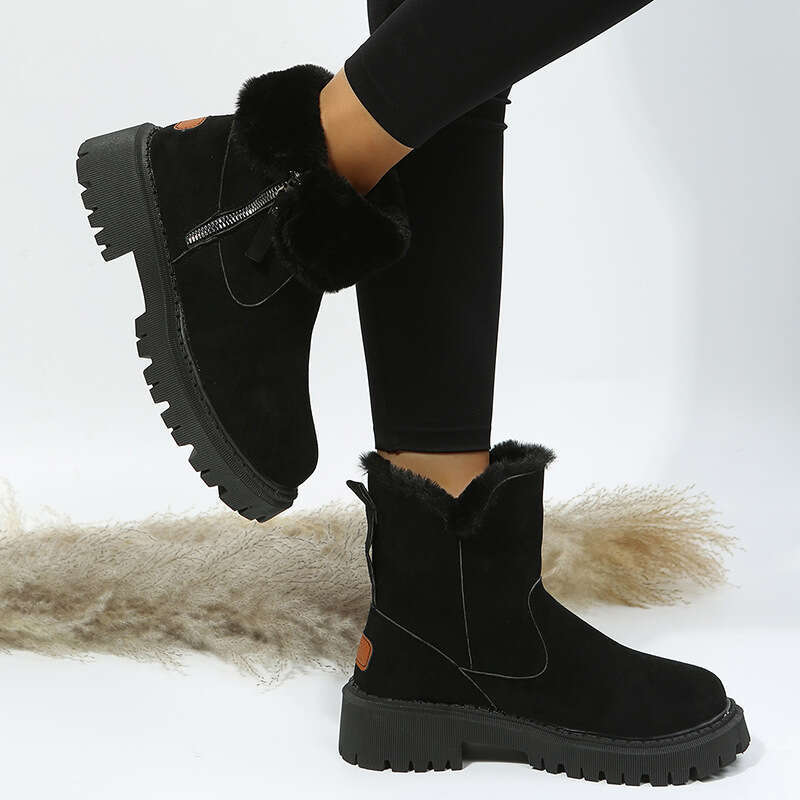 Large Size Snow Winter New Cashmere Women's Warm Boots Cotton Shoes