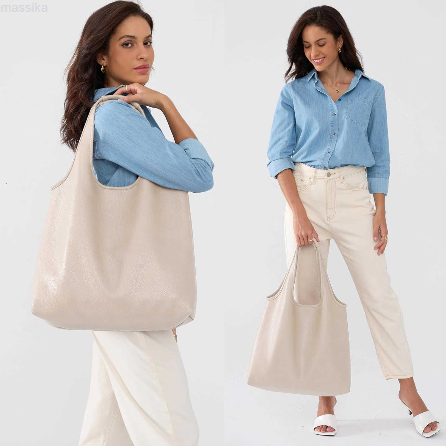 Womens Hobo Bag Soft Vegan Leather Tote Oversized Slouchy Handbag for ShoppingWeekenderWork M251017