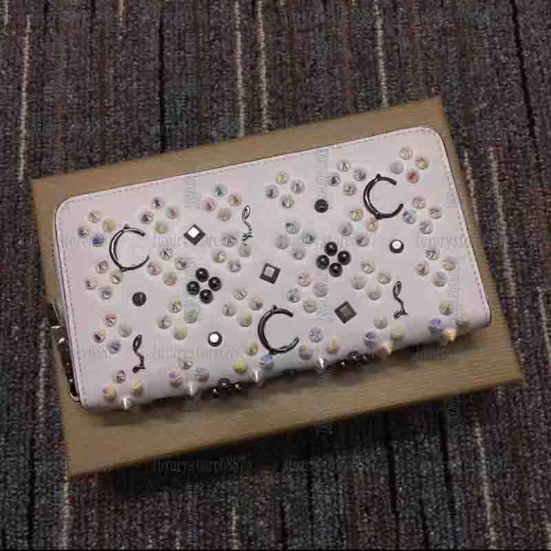 Designer Purse Leather Purse Ladies Riveted Zipper Long Card Holder Coin Purse Ladies Show Exotic Clutch Purse With Case M24569