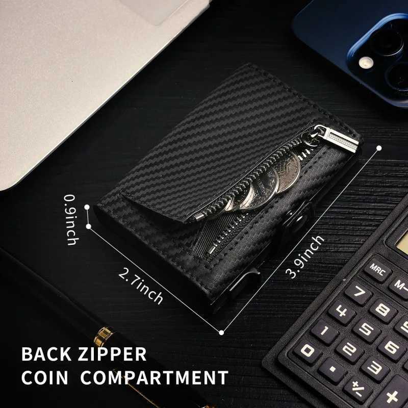 YATBES Mens Card Bag Side Push Automatic PopUp Three Fold RFID AntiTheft Brush Metal Wallet UltraThin Card BagW251017
