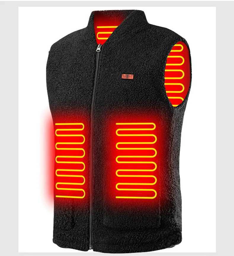 Mens Winter Smart Heated Vest USB Electric Heating Fleece Vest Heating Jacket Outdoor Trekking Thermal Warm Jacket Heated H251017