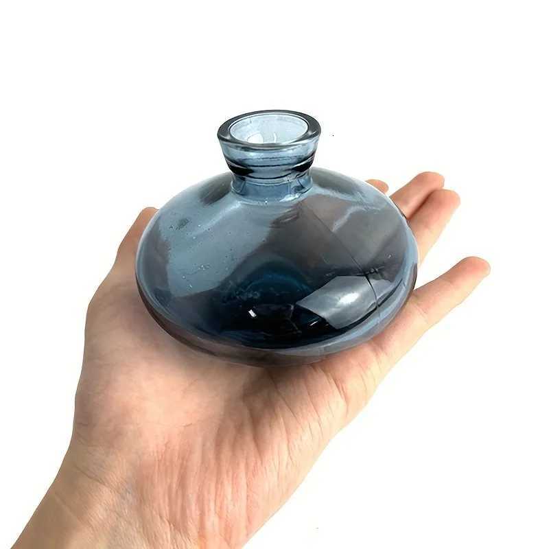 Small Glass vase Transparent Creative hydroponic Dried Flower vase Colorful ThreePiece Set of Decorative Ornaments Blue C251017