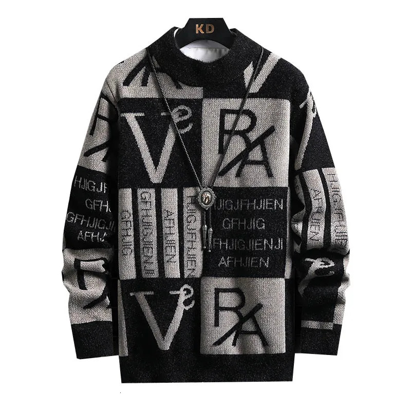 Men Knitted Sweater Stripe Pullovers Printing Round Neck Sweater AutumnWinter Quality Casual Men Clothing Jumper 251017