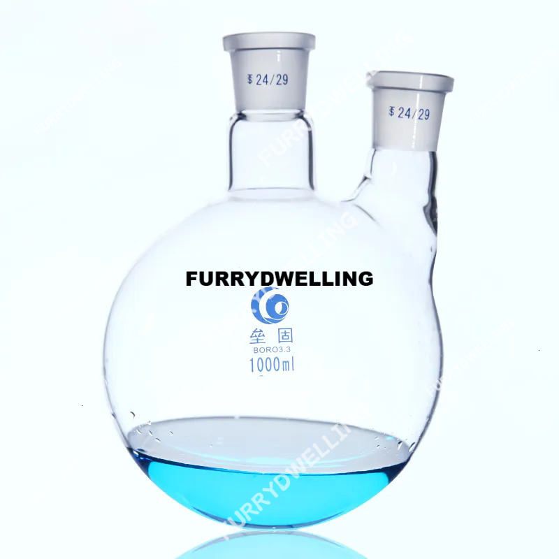 Wholesale 1Pcs Dwe74 50Ml To 2000Ml Laboratory Glass Standard Bevel Ground Joint Round Bottom Flask With Two Necks