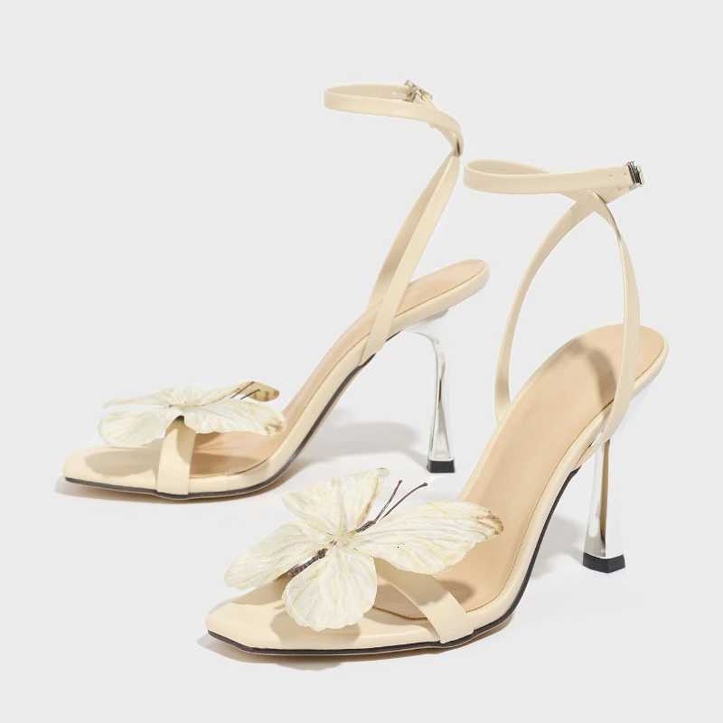Apricot Butterflyknot Decoration Design Brand High Heeled Sandals Women Fashion Ankle Strap Buckle Sandals Elegant Dress Shoes Z251015
