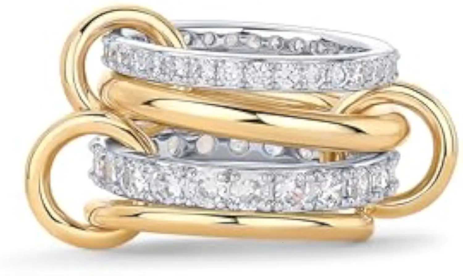 Lxalry 18K Gold Plated Interlocked Stackable Rings for Women NonTarnish Cubic Zirconia MultiBand Statement Ring Summer Gift Z251017