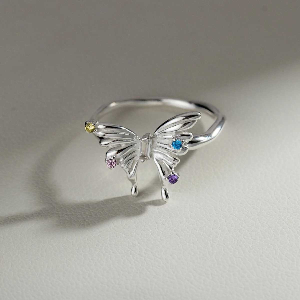 925 Sterling Silver Rings For Women Geometric Fine Jewelry Finger Adjustable Cute Flower Leaf Zirco Ring For Party Birthday Gift Z251017