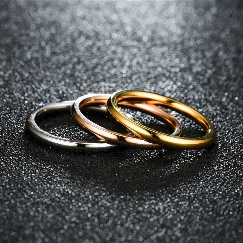 2024 New 1mm Simple Stainless Steel Circle Rings for Women Fashion Super Fine Girls Engagement Ring Jewelry Accessories GiftsW251017