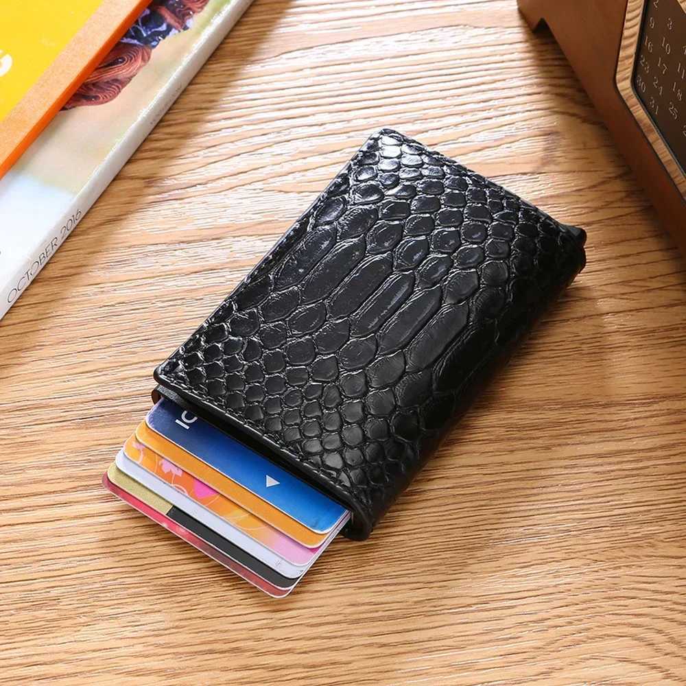 Rfid Credit Card Holder Mens Wallets Money Bags Male Purses Slim Thin Metal Pop Up Smart Black Bifold Serpentine Wallet for MenW251017