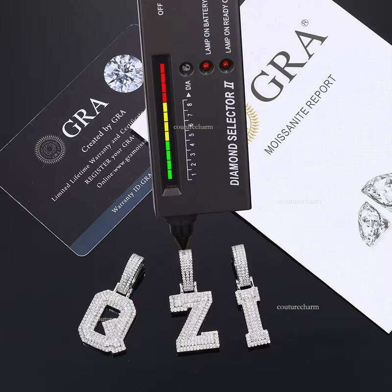 Sterling Sier 26 Letter Moissanite Pendant Jewelry Making Charms Elegant Necklace for Gifts