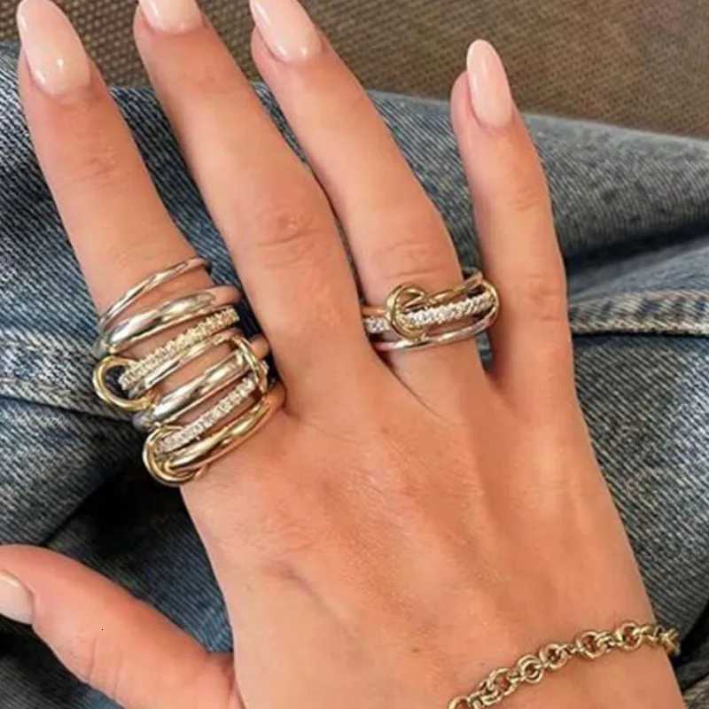 HANGZHI Multi Layered Pearl Rhinestone Ring INS Simple Premium Stainless Steel Jewelry for Women Men Vintage Chunky Jewelry New Z251017