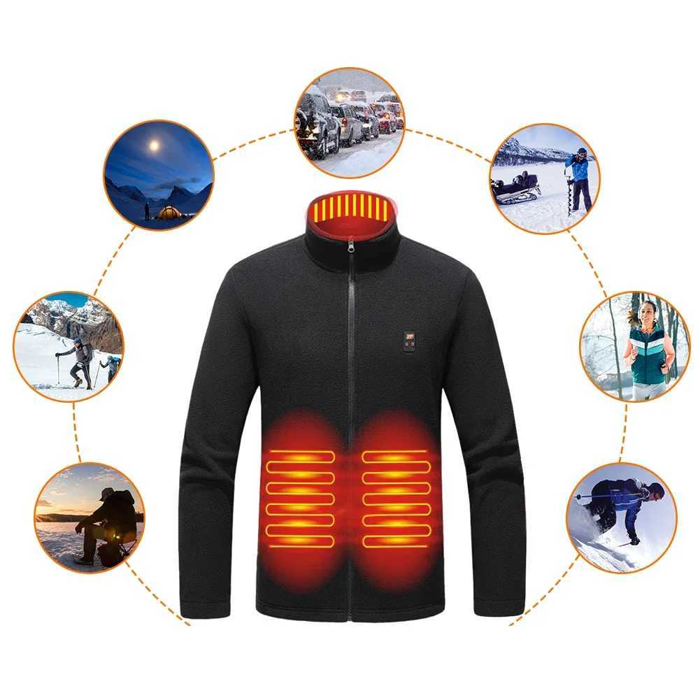 9 Heated Area Heated Jacket USB Charging Heated Zip Up Coat Waterproof Heating Jackets Coat with 3 Temperature Settings for Hiking Skiing H251017