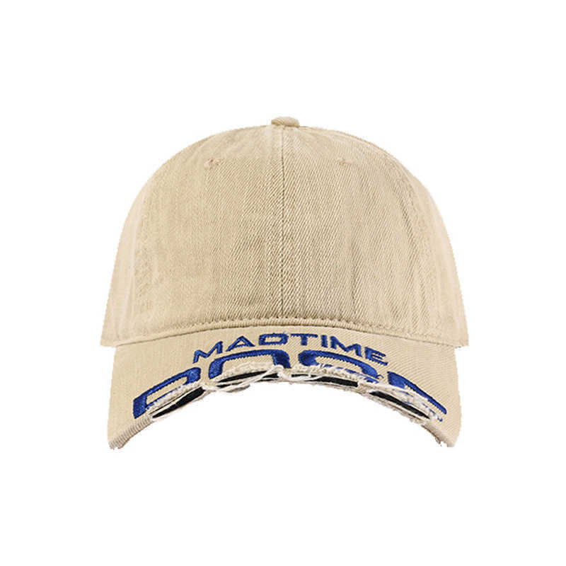 New Style Broken Brim Embroidered Distressed Baseball Cap Unisex Wang Anyu Same Style Washed Vintage Frayed Duckbill Cap W251017