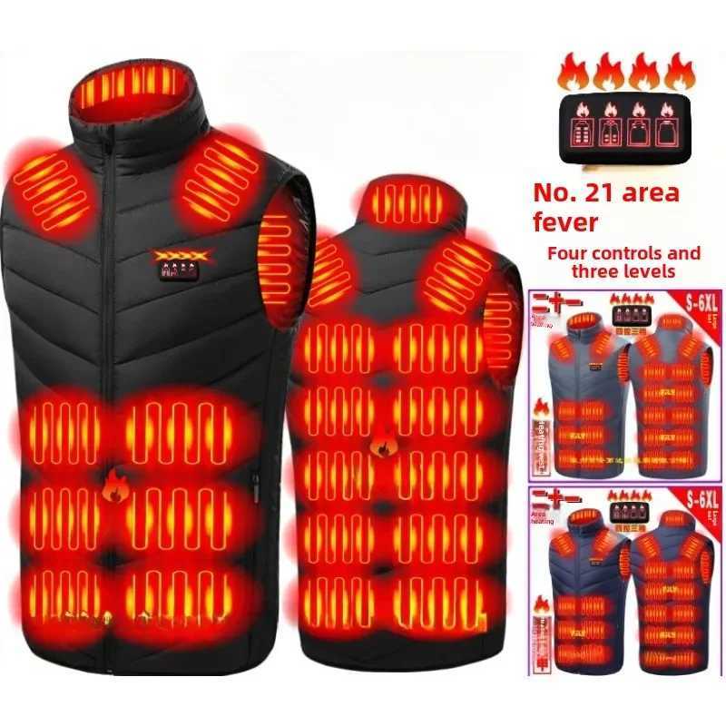 21 Areas Electric Heated Vest Mens Heated Jackets Winter Warm USB Heating Jacket Coat for Men Women Outdoor Skiing Fishing Vest H251017