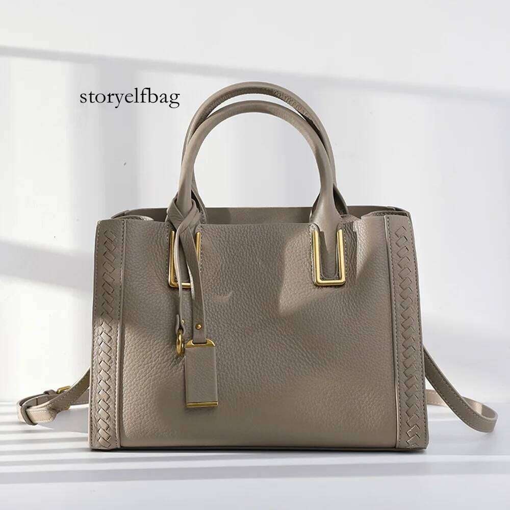 Limited Simple Classic Natural Cow Leather Women's Handbag Designer Large Tote Business Commuter Ladies Shoulder Bag